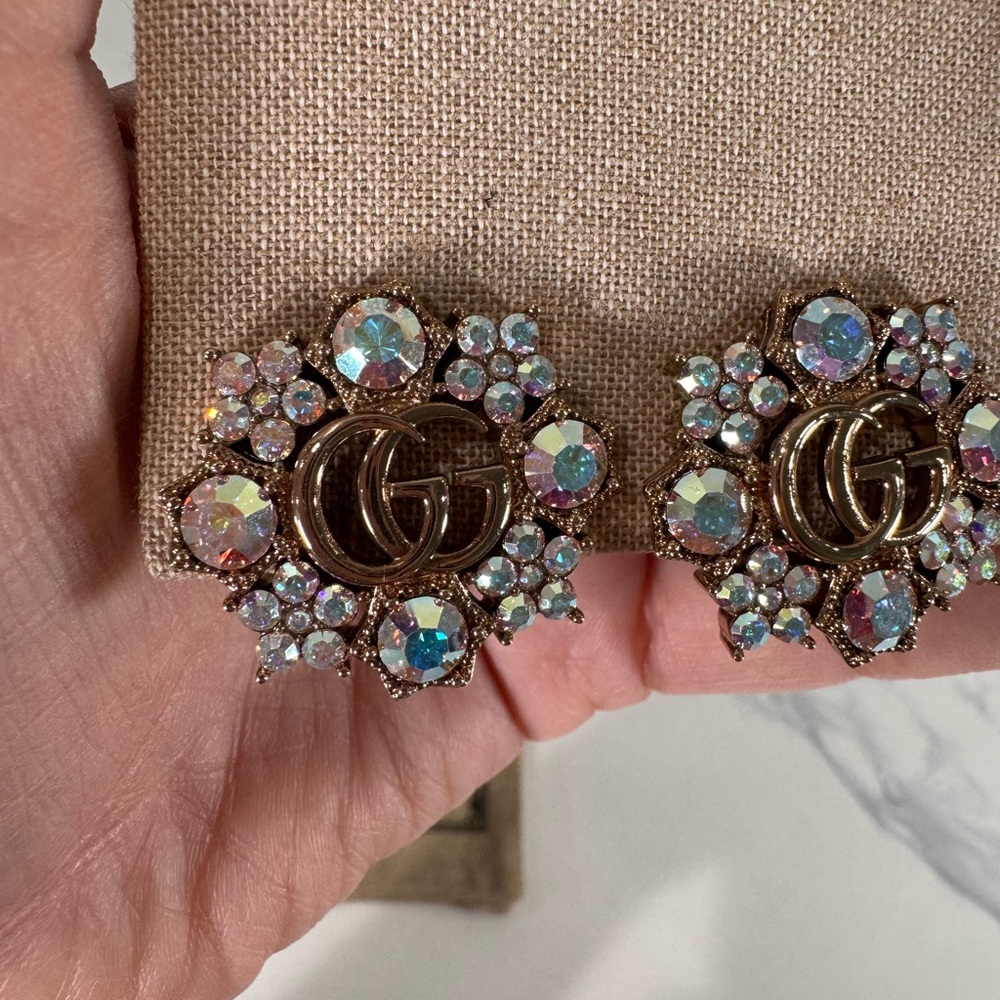 Authentic Gucci Elegant Gold and Crystal Earrings - Picture 4 of 8